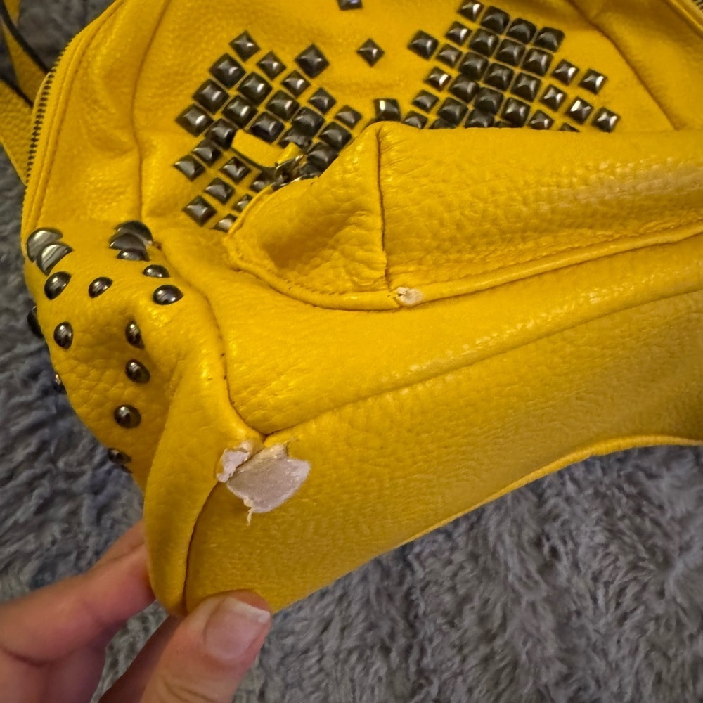 ROBERT PIETRI Yellow Studded Leather Backpack - Picture 12 of 15